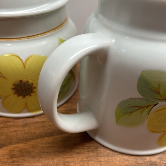 Royal Doulton 1973 Lambeth Stoneware Summer Days Covered Sugar Dish And Creamer - Picture 15 of 16